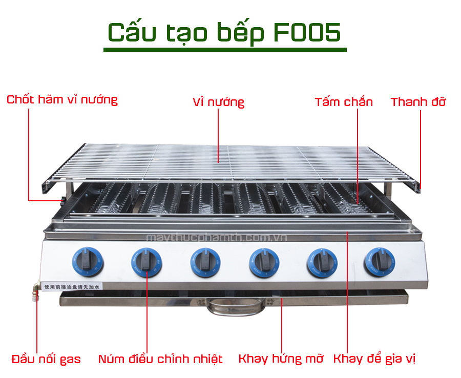 BẾP NƯỚNG GAS 6 HỌNG ĐỐT NGẮN